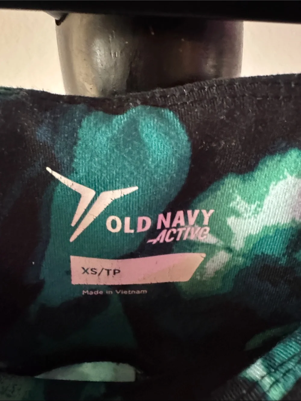 Old Navy Teal & Black Floral Active Leggings 7.1M